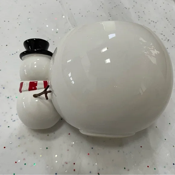 Vintage Y2K Telaflora Snowman Hugging a Snowball Planter, Candle Holder, Vase - Picture 5 of 11